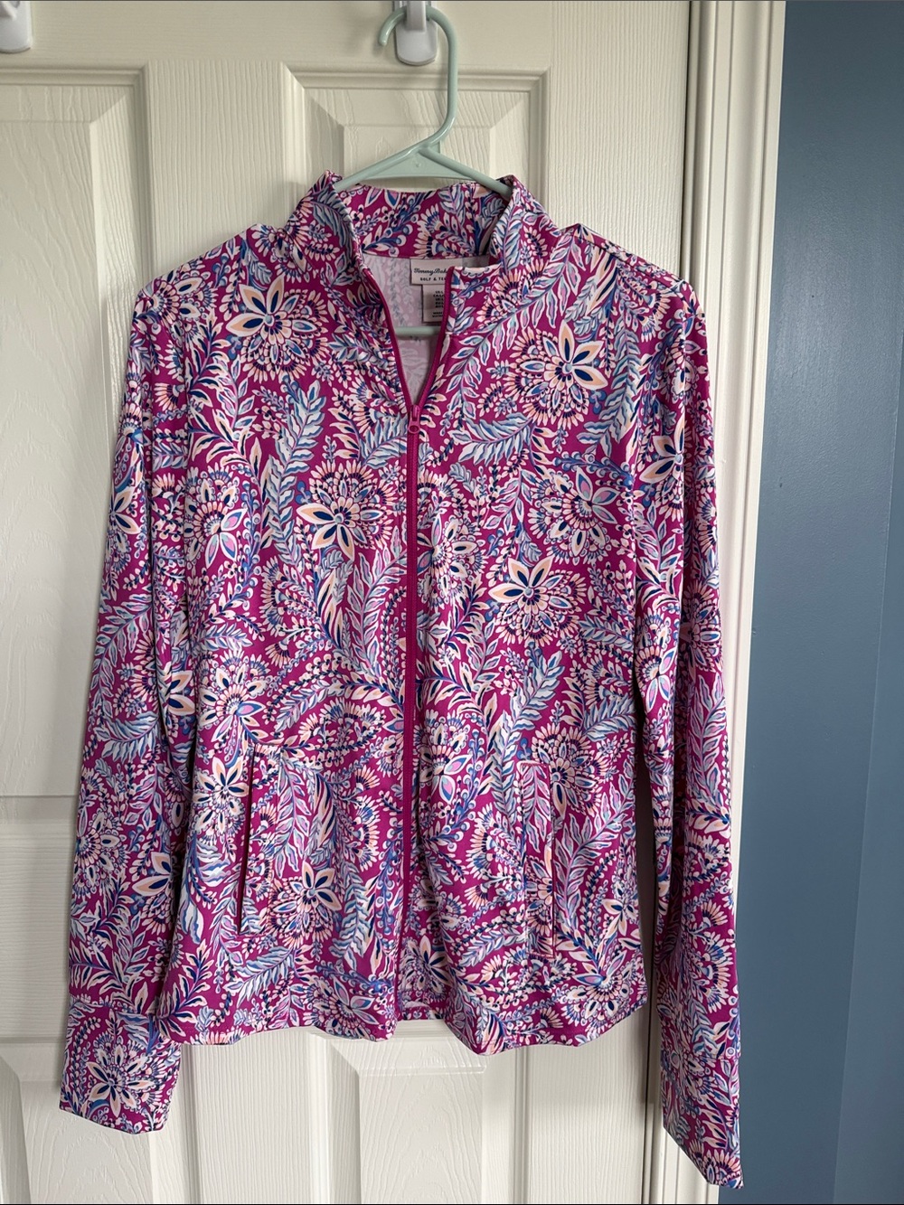 Tommy Bahama Magenta,  Blue & White Floral Zip Golf and Tennis Jacket